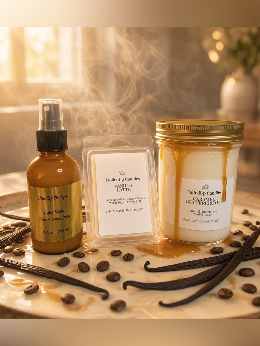 Coffeehouse Sanctuary Set | 16oz Mason Jar Candle + Wax Melts + Room Spray